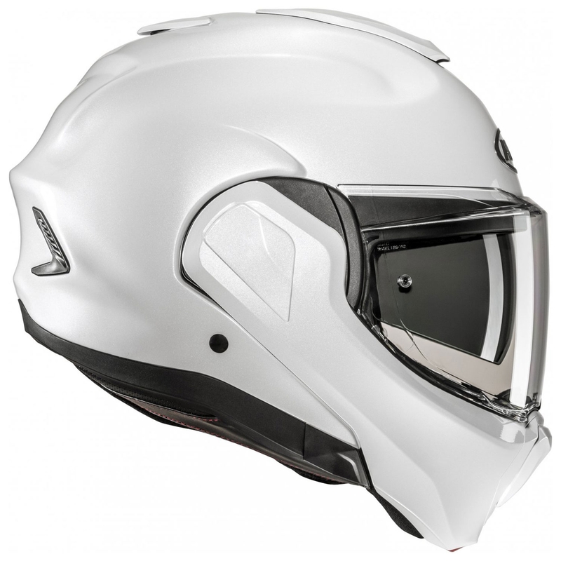 Motoristična čelada na preklop HJC F100 Solid biserno bela
