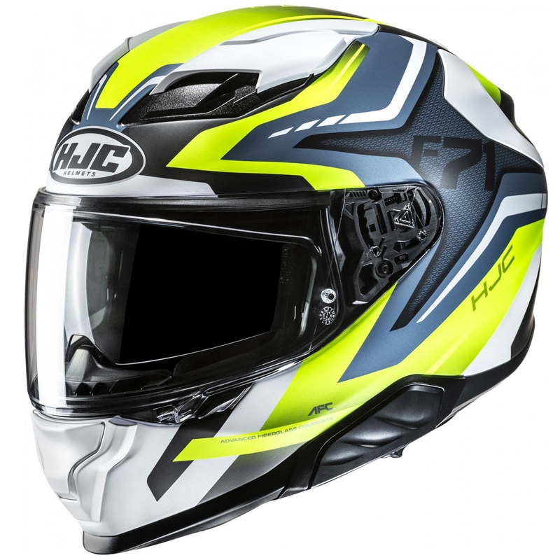 Celoobrazna motoristična čelada HJC F71 Fes MC3HSF belo-fluo rumena