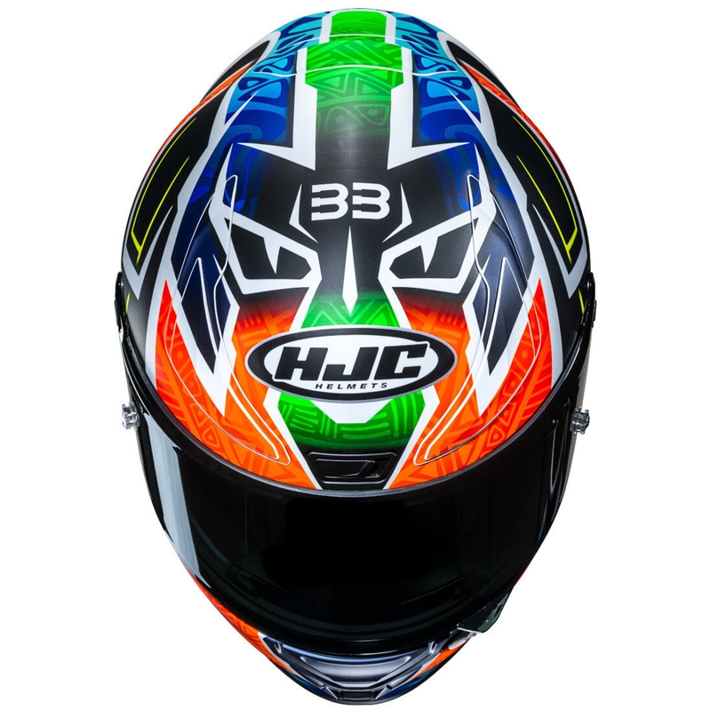Motoristična čelada HJC RPHA 1 Binder Replica MC27SF črno-oranžno-modra