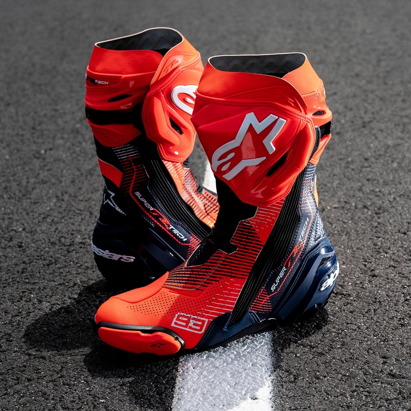 Motoristični škornji Alpinestars Supertech R Vented Limited Edition MM93 Marc Marquez Fluo Red-Blue-Black