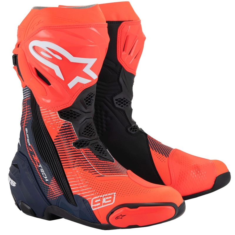 Motoristični škornji Alpinestars Supertech R Vented Limited Edition MM93 Marc Marquez Fluo Red-Blue-Black