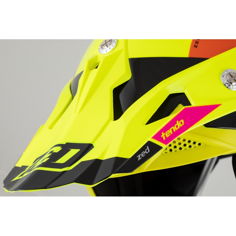 Motokros čelada ZED X1.9 Tendo fluo rumeno-roza-oranžno-črna