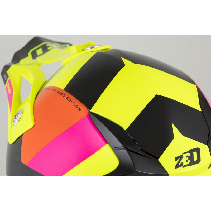 Motokros čelada ZED X1.9 Tendo fluo rumeno-roza-oranžno-črna