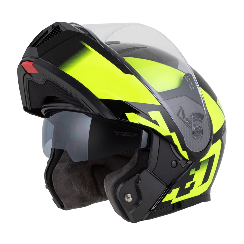 Motoristična čelada na preklop ZED F19 črno-fluo rumena