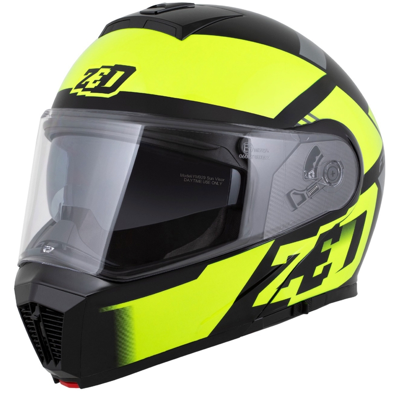 Motoristična čelada na preklop ZED F19 črno-fluo rumena
