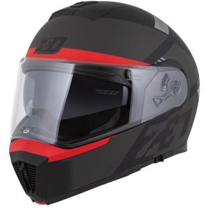 Motoristična čelada na preklop ZED F19 mat črno-fluo rdeče-siva