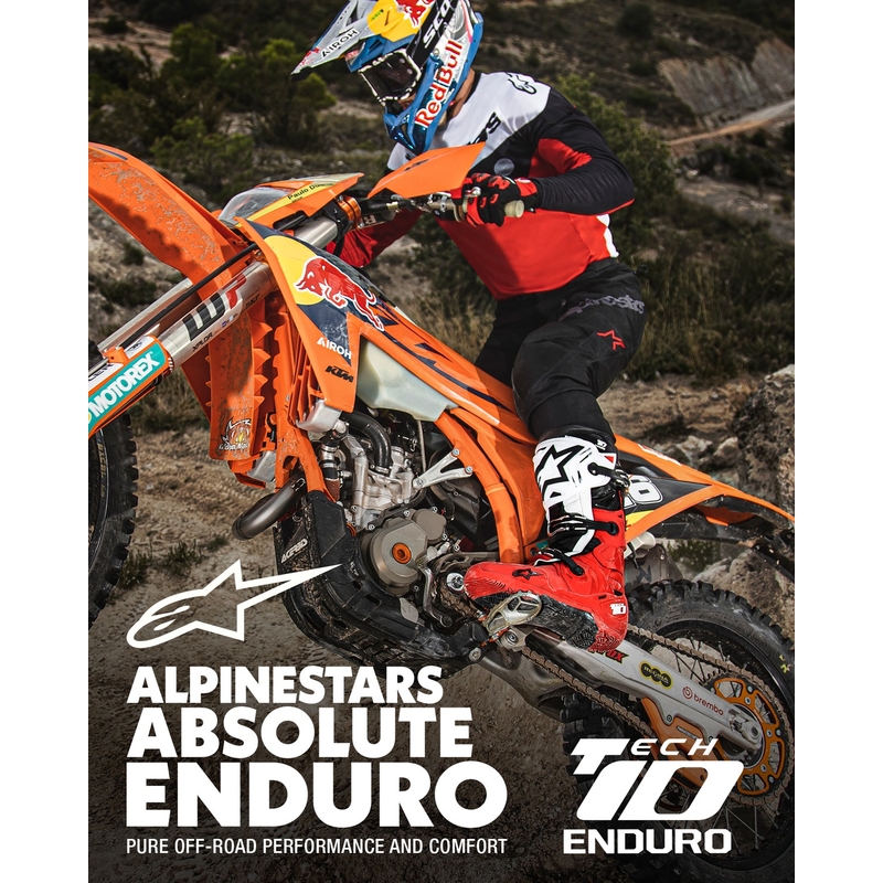 Motoristični škornji Alpinestars Tech 10 Enduro rdeče-črno-beli