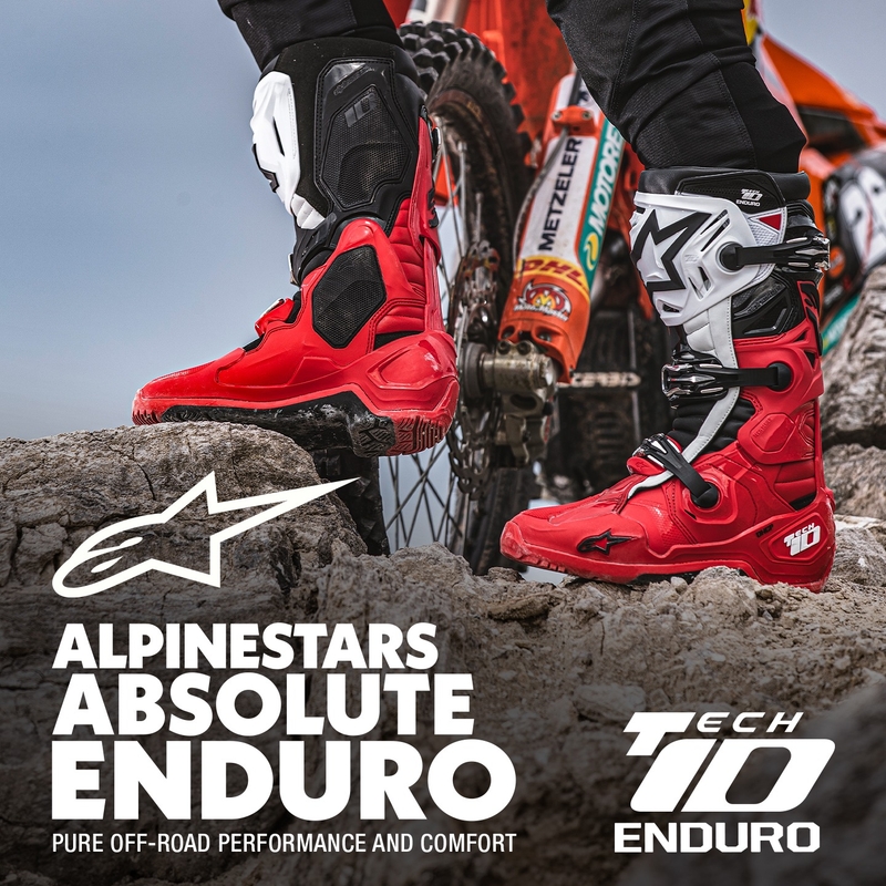 Motoristični škornji Alpinestars Tech 10 Enduro rdeče-črno-beli