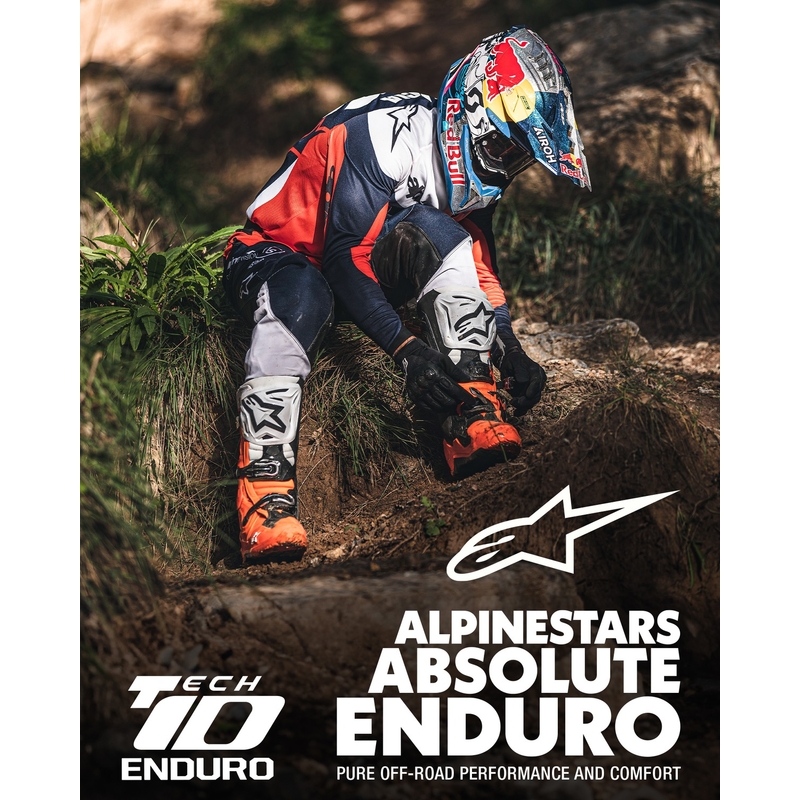Motoristični škornji Alpinestars Tech 10 Enduro fluo oranžno-črno-beli