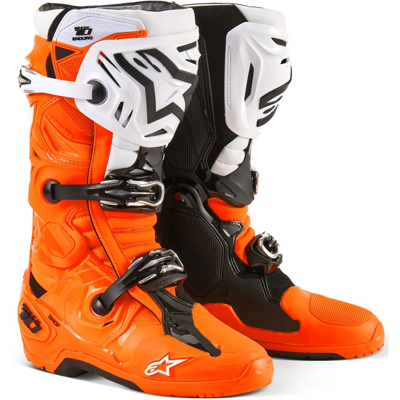 Motoristični škornji Alpinestars Tech 10 Enduro fluo oranžno-črno-beli