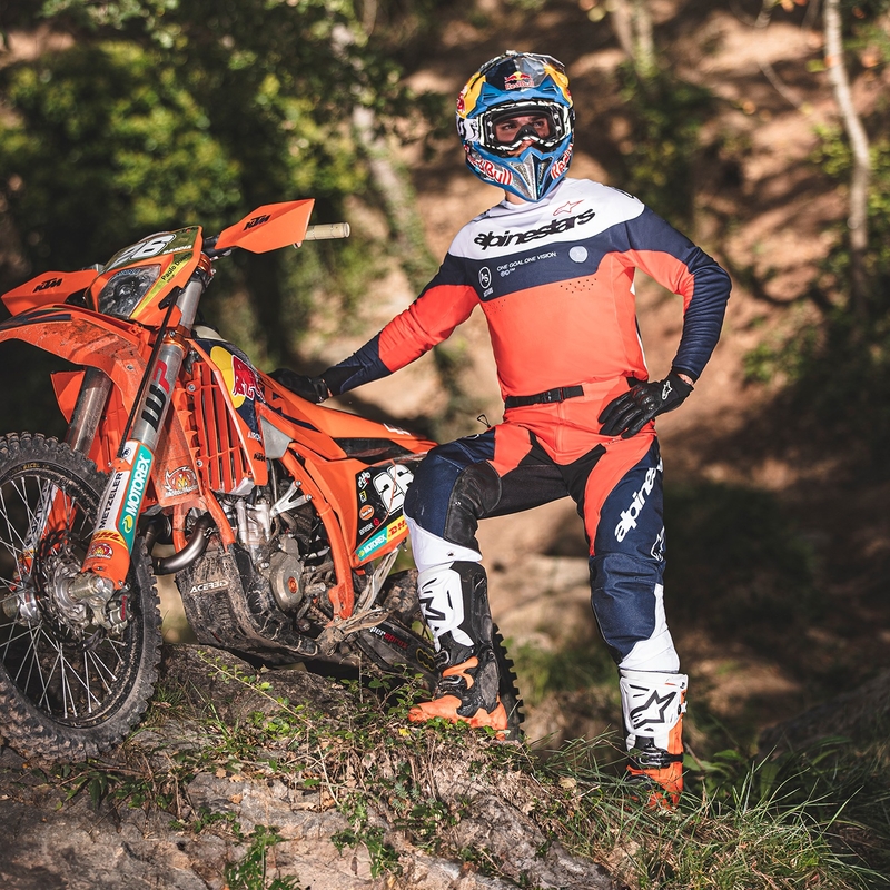 Alpinestars PRO-Dura motokros hlače modro-oranžno-bele