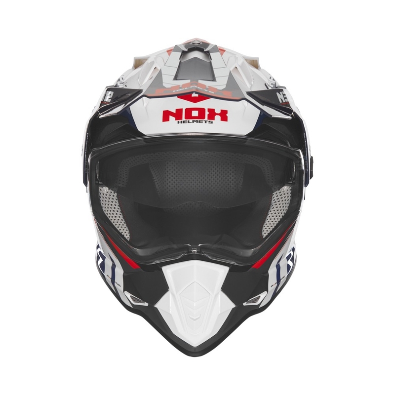 Enduro motoristična čelada NOX N312 Vapor bela-črna-modra