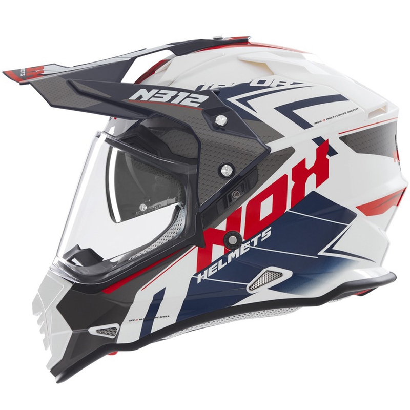 Enduro motoristična čelada NOX N312 Vapor bela-črna-modra