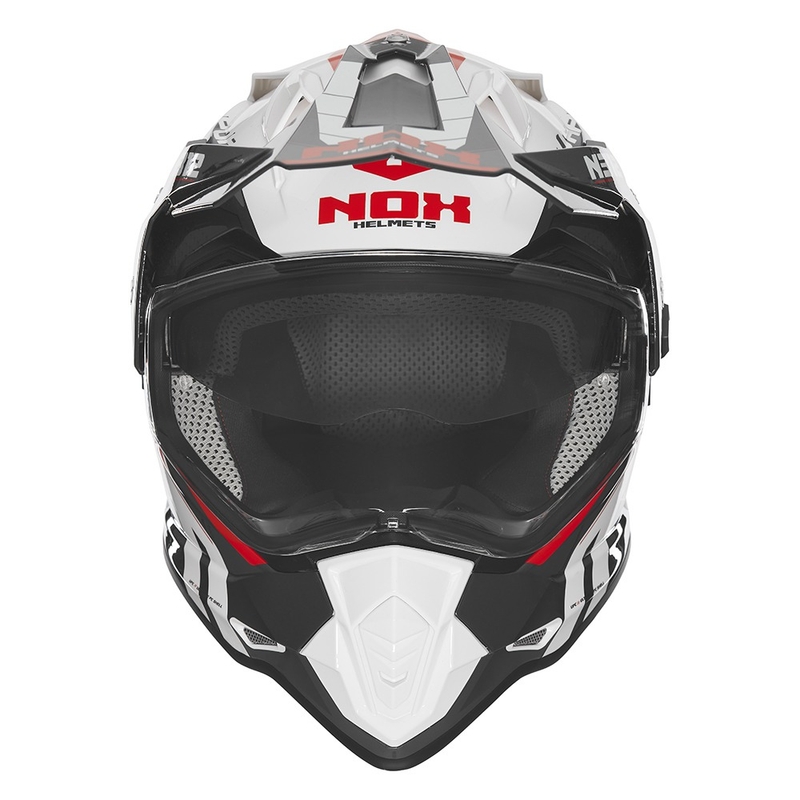 Enduro motoristična čelada NOX N312 Vapor belo-črno-rdeča