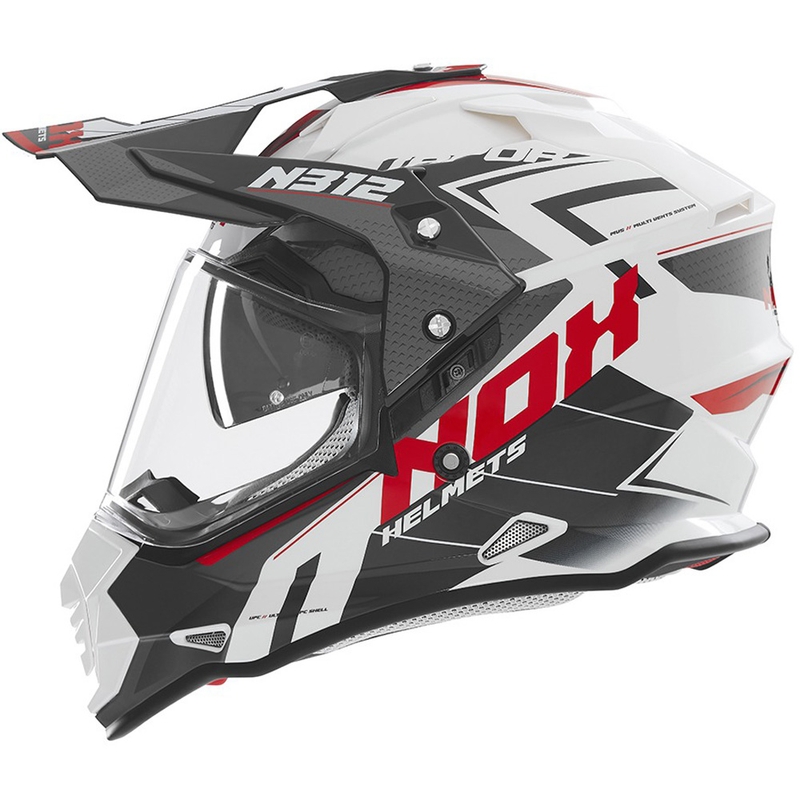 Enduro motoristična čelada NOX N312 Vapor belo-črno-rdeča