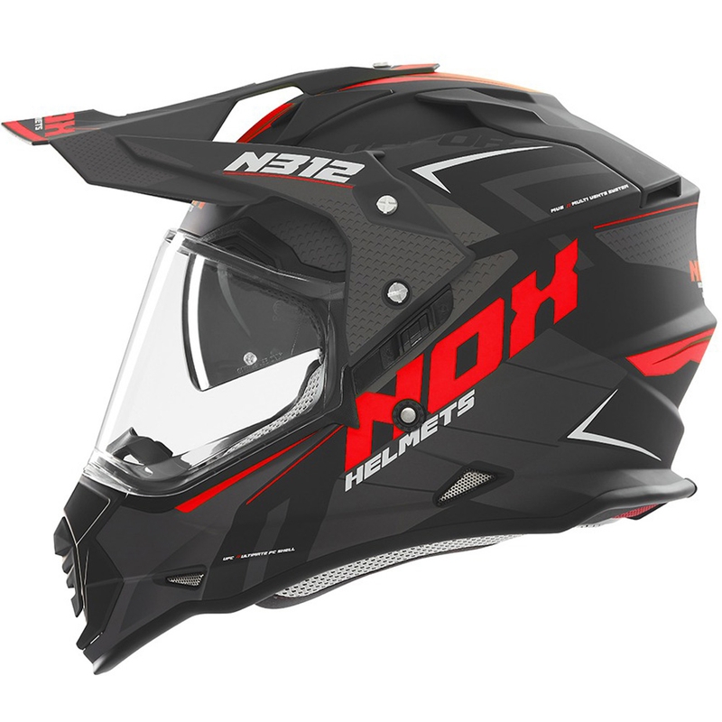 Enduro motoristična čelada NOX N312 Vapor mat črno-rdeča