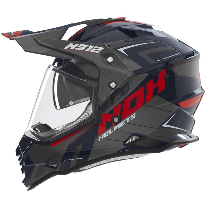 Enduro motoristična čelada NOX N312 Vapor črno-modra-rdeča