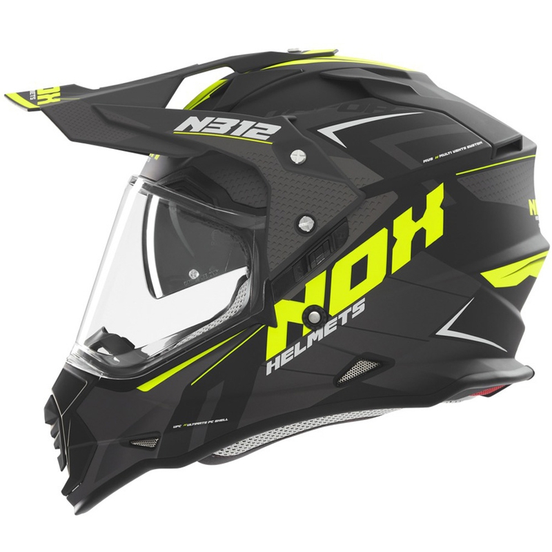 Enduro motoristična čelada NOX N312 Vapor mat črno-rumena