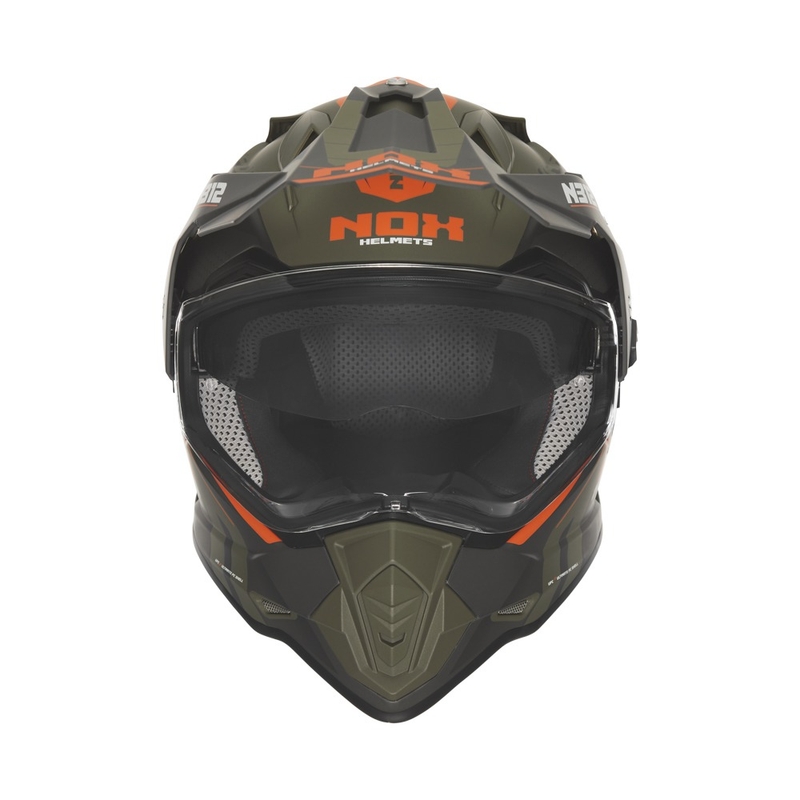 Enduro motoristična čelada NOX N312 Vapor mat kaki-oranžna