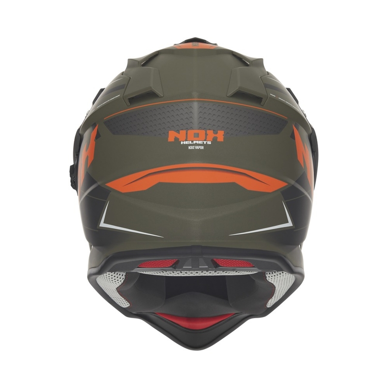 Enduro motoristična čelada NOX N312 Vapor mat kaki-oranžna