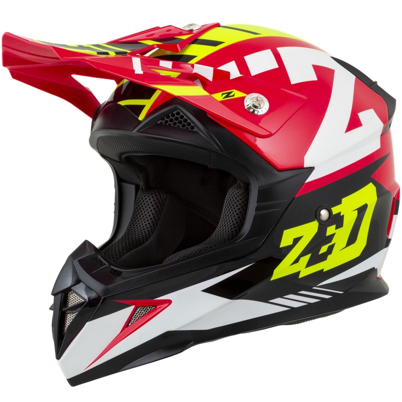 ZED X1.9D Targa otroška motoristična čelada za motokros rdeča-fluo rumena-črna-bela