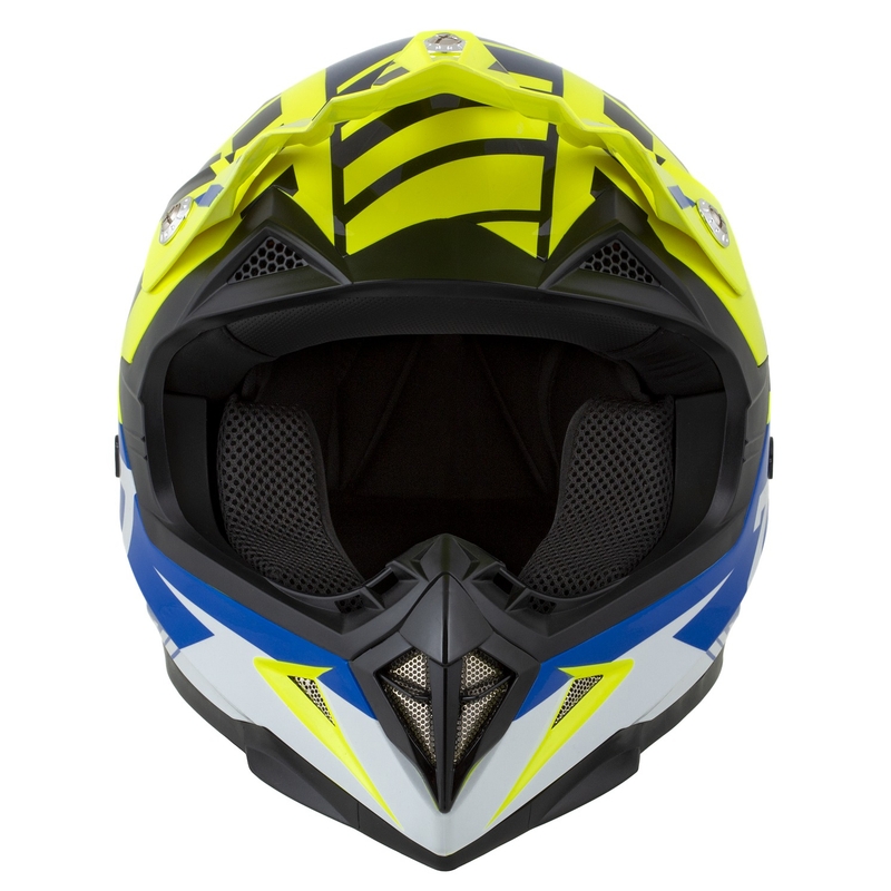 ZED X1.9D Targa Fluo rumeno-modra-črno-bela otroška motoristična čelada za motokros