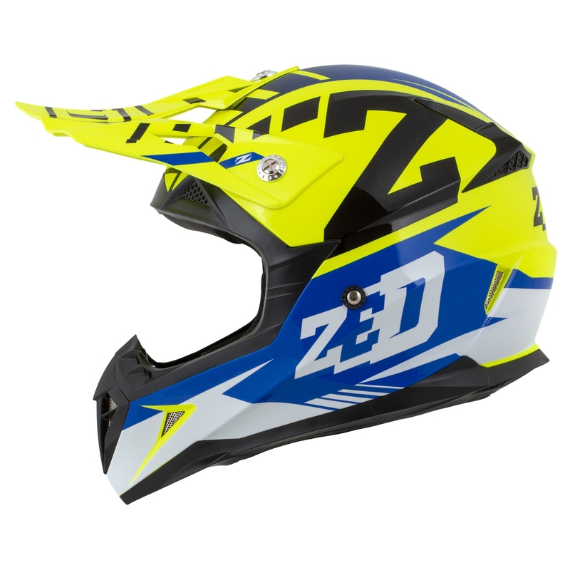 ZED X1.9D Targa Fluo rumeno-modra-črno-bela otroška motoristična čelada za motokros