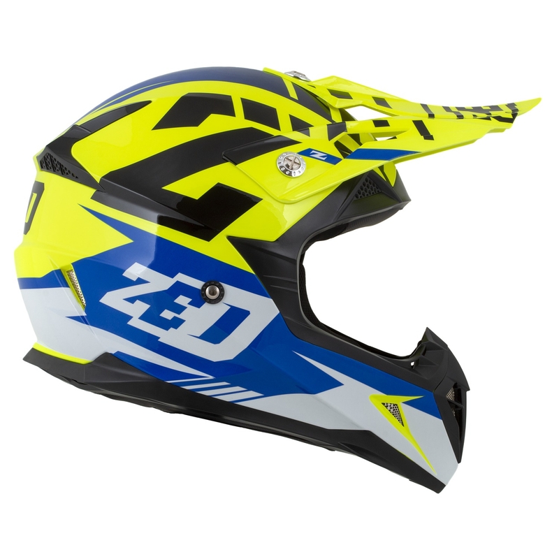 ZED X1.9D Targa Fluo rumeno-modra-črno-bela otroška motoristična čelada za motokros