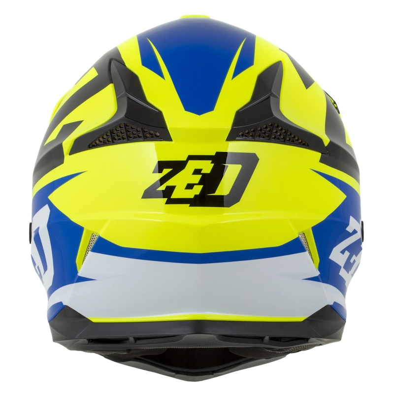 ZED X1.9D Targa Fluo rumeno-modra-črno-bela otroška motoristična čelada za motokros