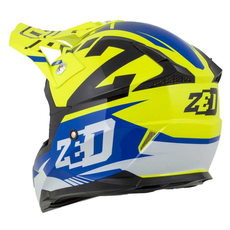 ZED X1.9D Targa Fluo rumeno-modra-črno-bela otroška motoristična čelada za motokros