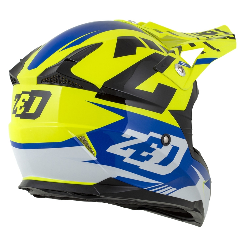 ZED X1.9D Targa Fluo rumeno-modra-črno-bela otroška motoristična čelada za motokros