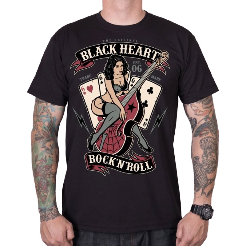 Black Heart Bass Pin Up majica črna