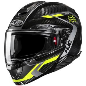 Motoristična čelada na preklop HJC RPHA 91 CARBON Lagos MC3H črno-fluo rumena