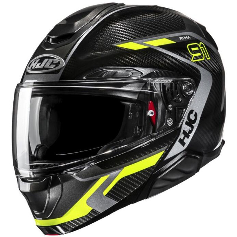 Motoristična čelada na preklop HJC RPHA 91 CARBON Lagos MC3H črno-fluo rumena