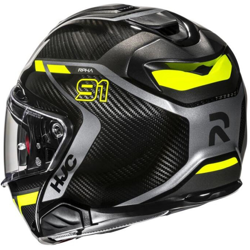 Motoristična čelada na preklop HJC RPHA 91 CARBON Lagos MC3H črno-fluo rumena