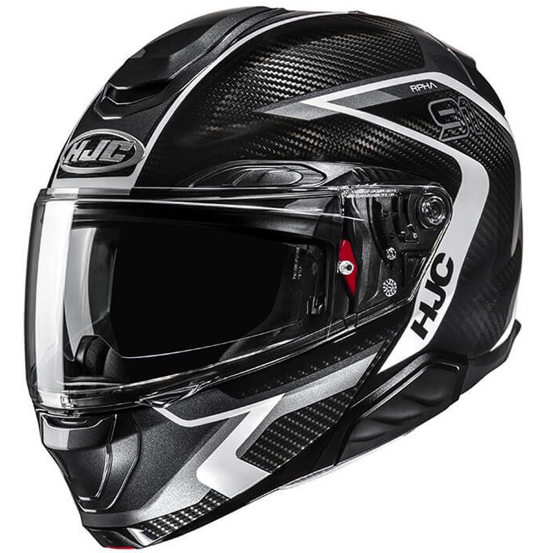 Motoristična čelada na preklop HJC RPHA 91 CARBON Lagos MC5 črno-siva