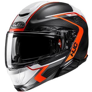 Motoristična čelada na preklop HJC RPHA 91 CARBON Lagos MC6HSF črno-sivo-oranžna