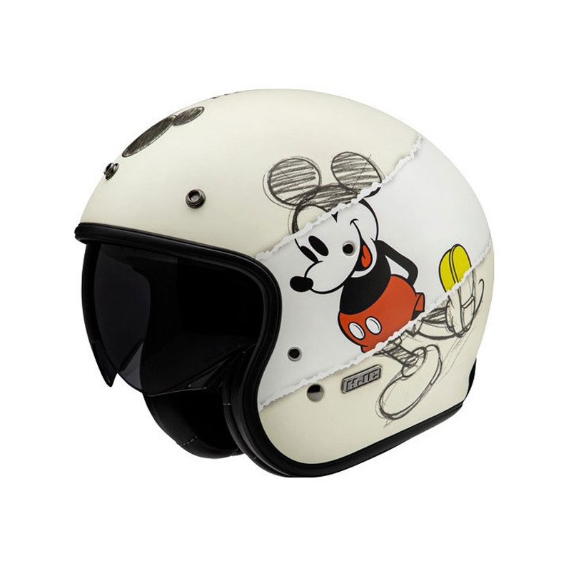 Odprta motoristična čelada HJC V31 Disney Mickey Sketch MC1SF belo-črna