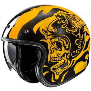 Odprta motoristična čelada HJC V31 Flame MC3 rumeno-črna