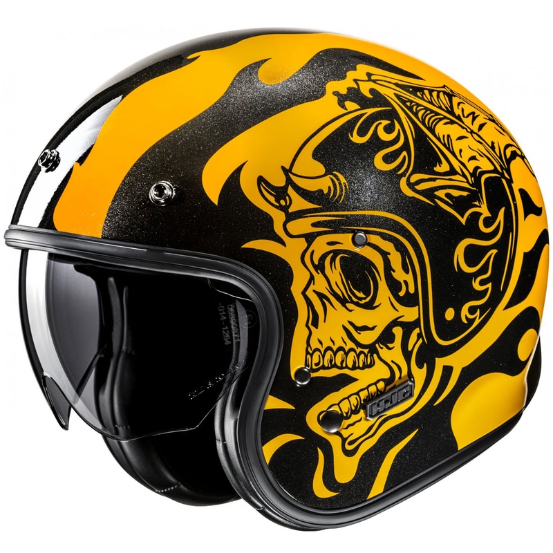 Odprta motoristična čelada HJC V31 Flame MC3 rumeno-črna