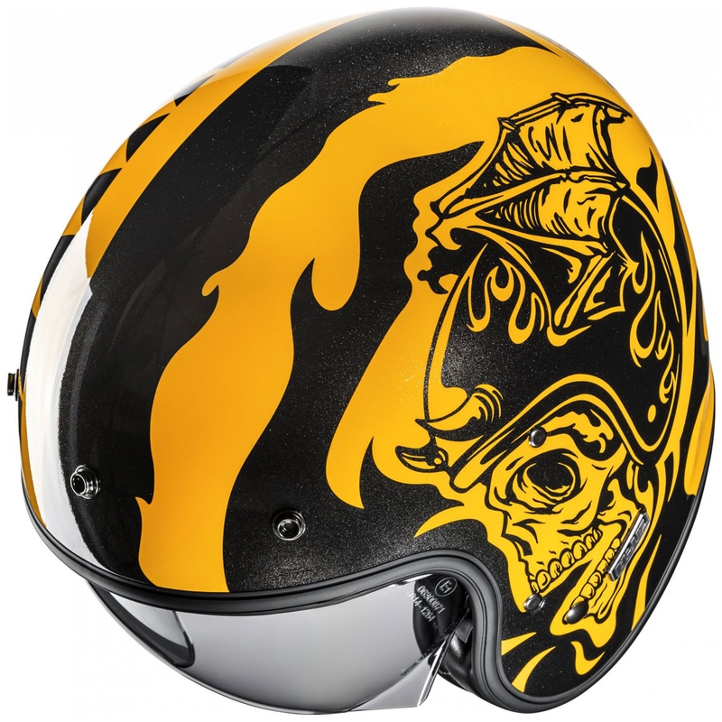 Odprta motoristična čelada HJC V31 Flame MC3 rumeno-črna