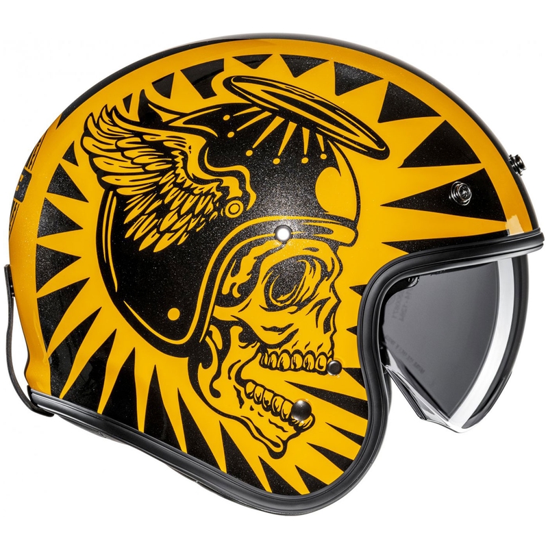 Odprta motoristična čelada HJC V31 Flame MC3 rumeno-črna