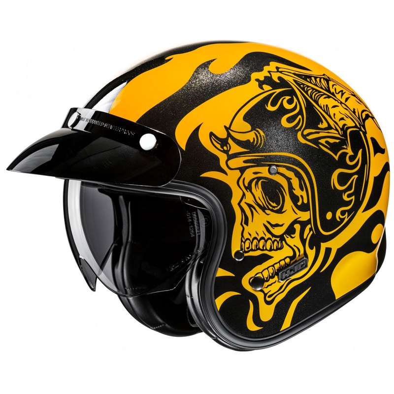 Odprta motoristična čelada HJC V31 Flame MC3 rumeno-črna