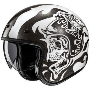 HJC V31 Flame MC5 odprta motoristična čelada črno-bela