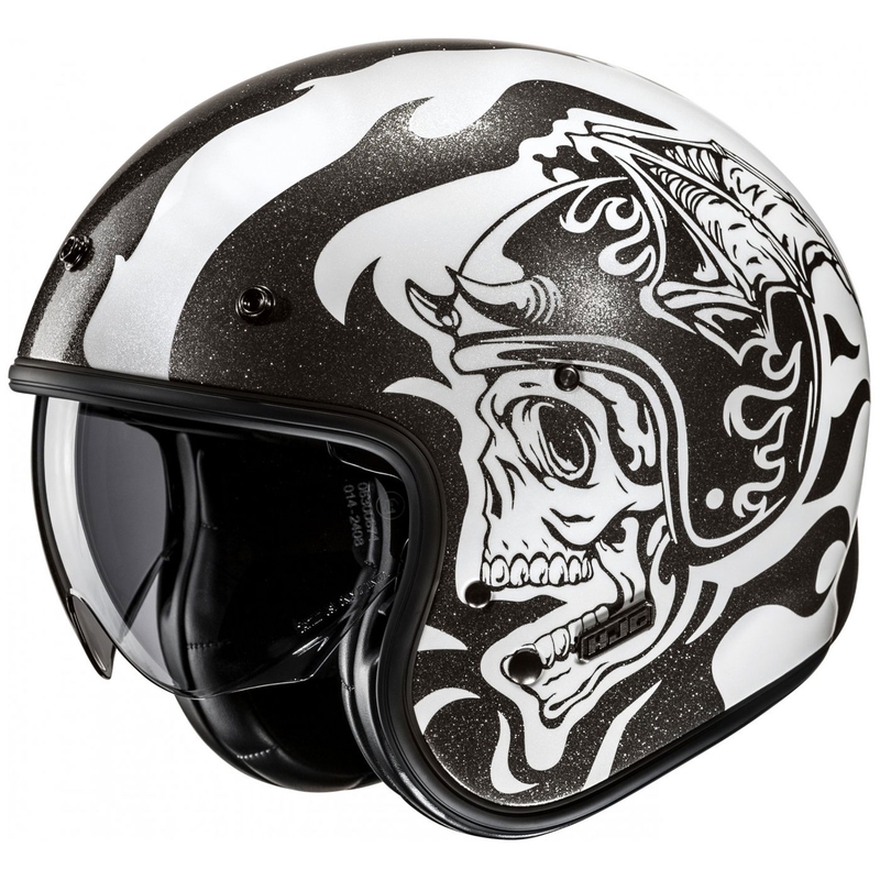 HJC V31 Flame MC5 odprta motoristična čelada črno-bela