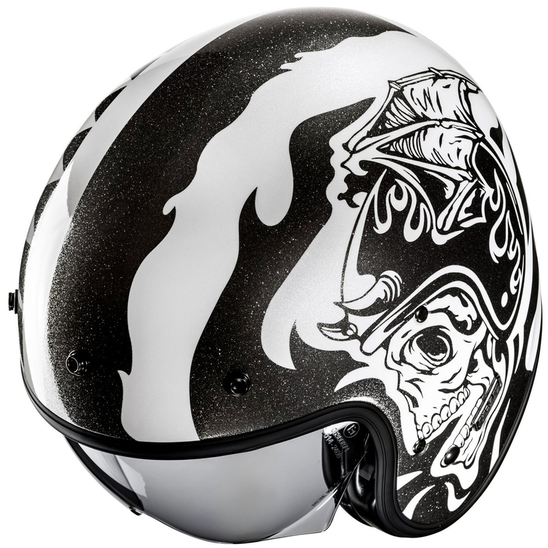 HJC V31 Flame MC5 odprta motoristična čelada črno-bela