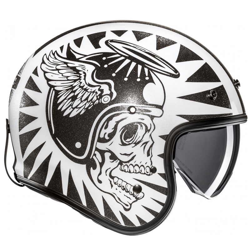 HJC V31 Flame MC5 odprta motoristična čelada črno-bela
