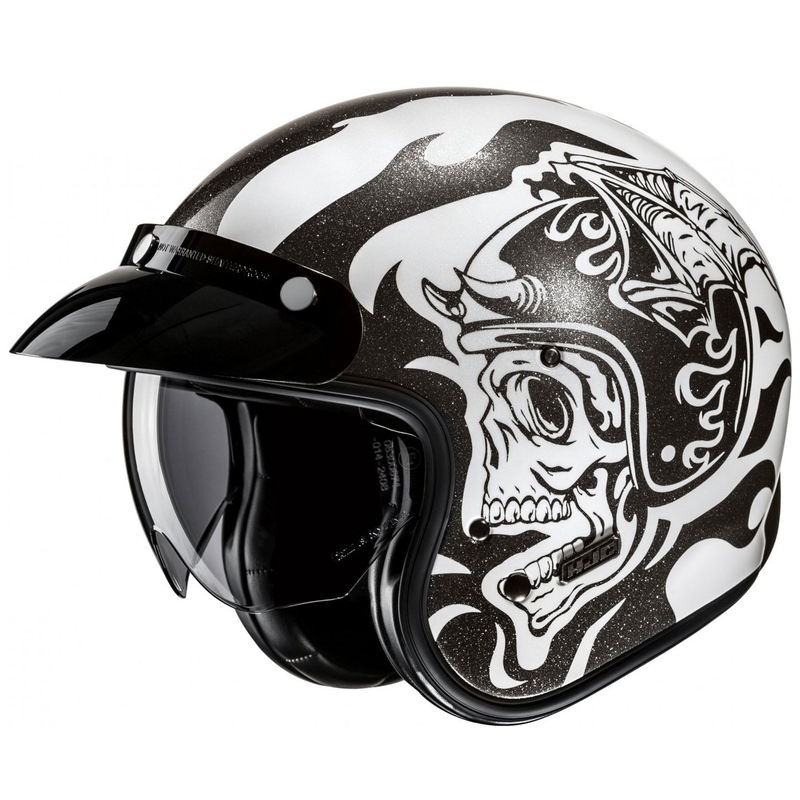 HJC V31 Flame MC5 odprta motoristična čelada črno-bela