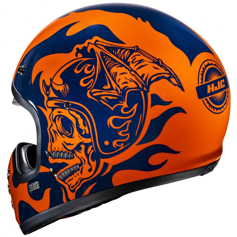 HJC V60 Flame MC27 motoristična čelada z integriranim obrazom oranžno-modra