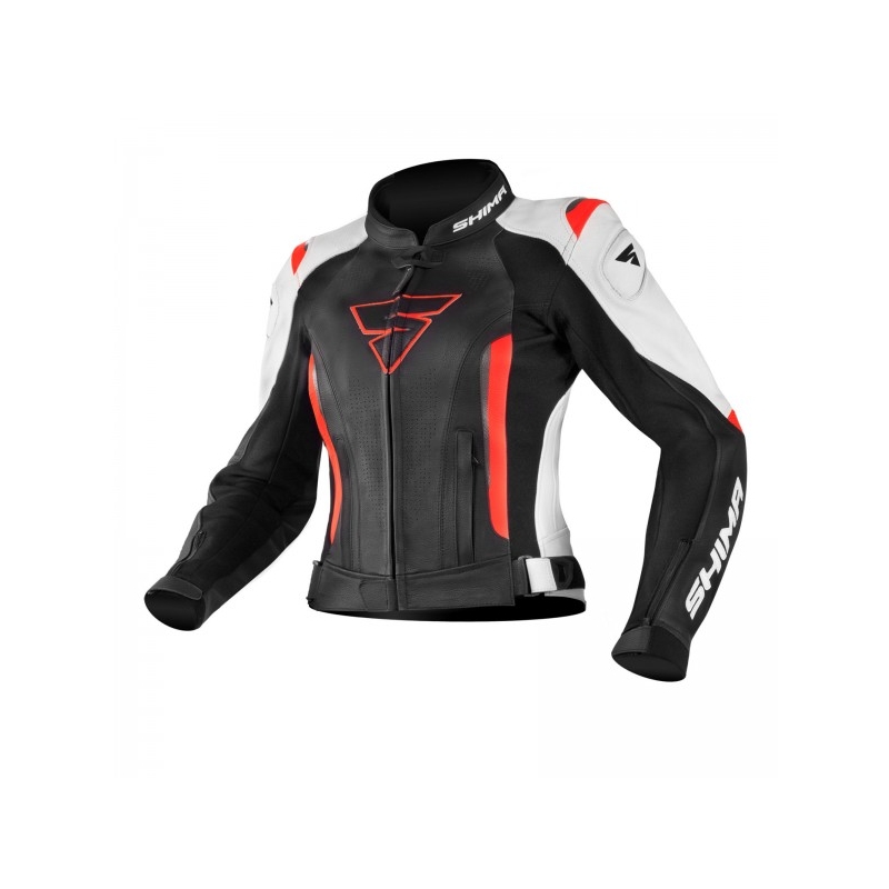 Shima Miura Black-White-Fluo Red motoristična jakna za ženske razprodaja